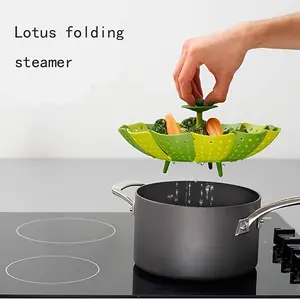 Food-Grade Silicone Collapsible Vegetable Steamer Basket - Quick-Draining Perforated Design, Foldable Space-Saving for Steamers, Pots & Pans - Efficient Draining & Easy Storage Kitchen Tool