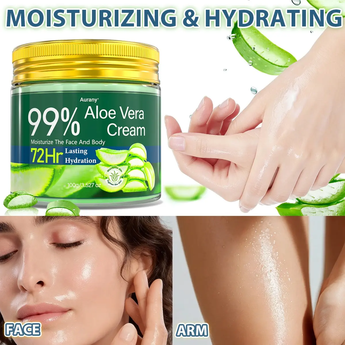 Aloe Hydrating Face Cream for Dry Skin Made,Organic Aloe Vera,Anti Wrinkle  Face Moisturize Cream,