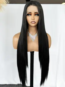 Women's Long Straight Hair Glueless Frontal Wig, Lace Hairline Wig, Daily Use Lace Area Design, Suitable for All Seasons, No Ca Prop 65 Re, Perfect for Women, Straight Synthetic Wig