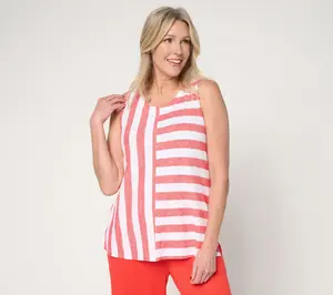 Denim & Co. Striped Coastline Cotton Swing Tank Top