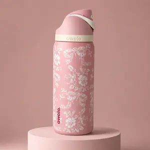Owala FreeSip 32oz Stainless Steel Water Bottle, Limited Edition Pink Floral Bow Print, Insulated Reusable Bottle with Straw Lid for School, Work, Travel & Gifts