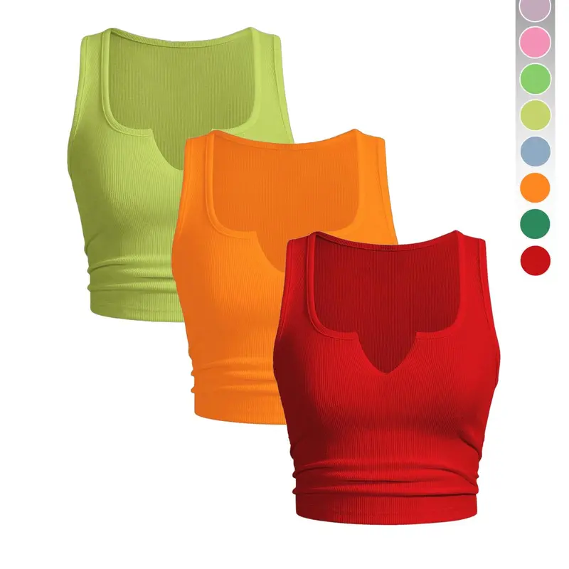 Women's Basic Solid Color Ribbed Tank Top, Casual Sleeveless Top for Summer, Ladies Clothes for Daily Wear, Clothing