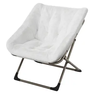 Garvee Comfy collapsible Saucer Chair for Adults – Soft Faux Fur Accent Lounge Chair – Sturdy Metal Frame – 300 LB Capacity – No Assembly Needed – Ideal for Bedroom, Living Room, Dorm, Small Spaces – Perfect for Reading, Balcony & Cozy Indoor Chair