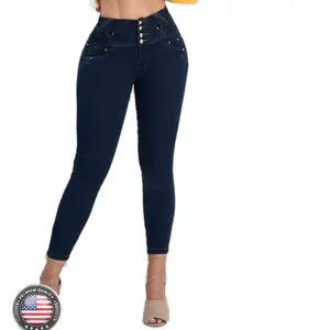 Atla Compression Jeans with Faja 4 Buttons - Ultra Power Stretch, Push Up Effect, Tiro Alto Style