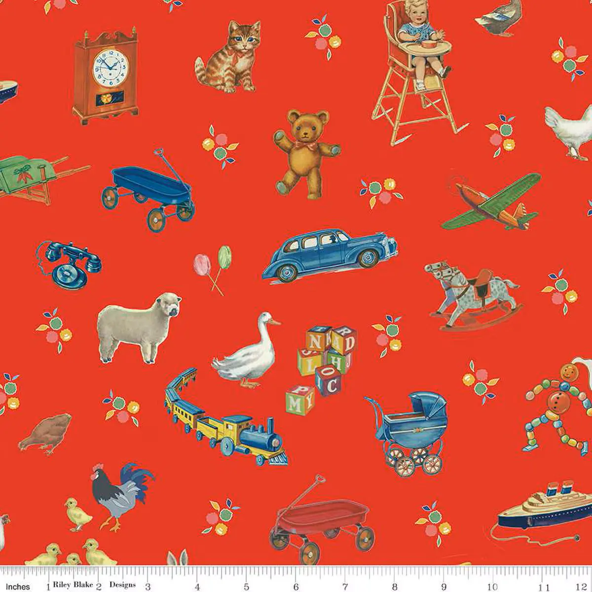 Fabric Riley Blake Strawberry Toys Simple Pleasures by the Quarter Yard CD16656-STRAWBERRY