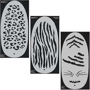 Stencil1FX Animal Prints - Leopard Spots + Zebra Stripes + Tiger Stripes - Eye Makeup Stencil for Costumes, Dress Up, Halloween, Cosplay, Arts, Face Painting