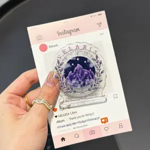 Aesthetic Purple Galaxy Mountain Phone Grip Celestial Foldable Finger Stand for Kindle & Smartphones Fantasy Bookish Gift for Fantasy Fans