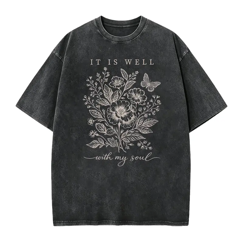 Christian T-Shirt: It Is Well With My Soul Floral, Religious Apparel, Bible Verse Tee