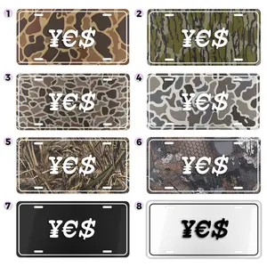 Yes License Plate, 12 x 6 Aluminum Vanity Tag, Camo Designs, Money Symbol, Custom Car Decor, Inspirational Gift, Unique Vanity Plate for US Vehicles