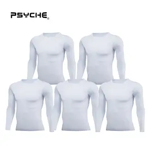 PSYCHE 5 Pack Men’s Compression Shirt Long Sleeve Workout Gym T-Shirt Running Top Cool Dry Sports Base Layer Undershirts,Sweat-Wicking Ultra-Breathable Muscle Support