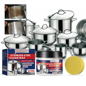 Jue-Fish Stainless Steel Cleaning Paste, Kitchen Utensils Pot Pan Stove Heavy Oil Rust Removal, Effective Grease Cleaner