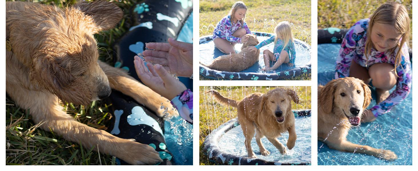 Non Slip Splash Pad for Kids & Dogs, 69’’ Extra Large Splash Pad Sprinkler for Kids, Dog Water Summer Toys - Great Outdoor Toys for Toddlers 1-3 & Children Ages 4-8, Baby Pool for Backyard