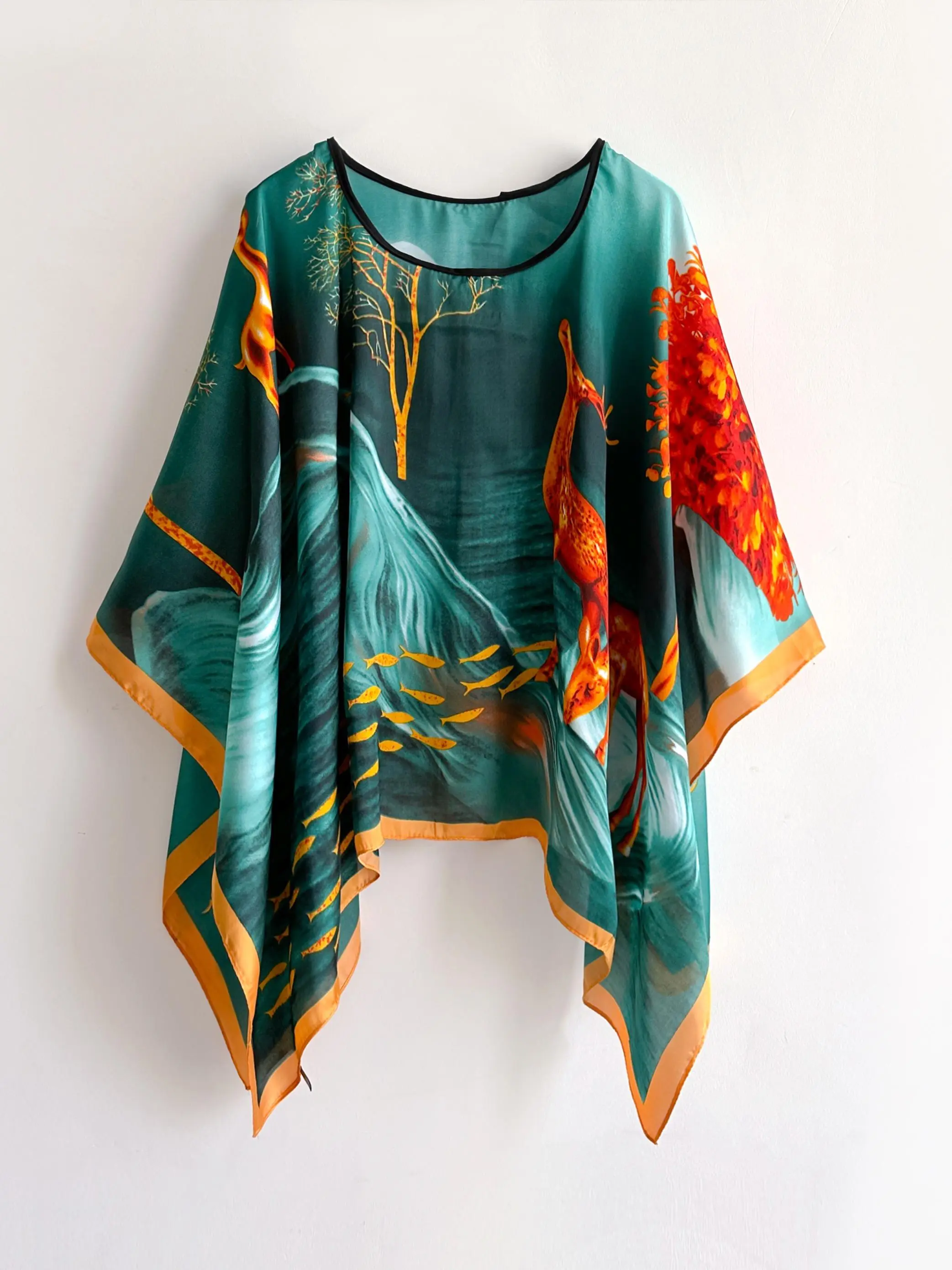 Women's Animal Print Cape Shawl, Casual Soft Comfortable Boho Style Silk Scarf for Daily Wear, Fashion Accessories for Women & Girls, Boho Shawl Wrap