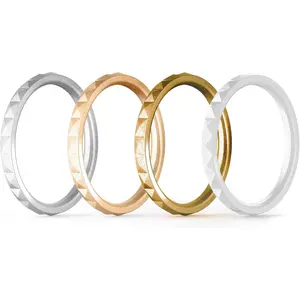 Thin and Stackable Silicone Rings for Women, Rubber Wedding Bands for Women Engment Diamond Pattern 2.5mm Wide 2mm Thick - 1/4/6/8/16 Variety Multipack