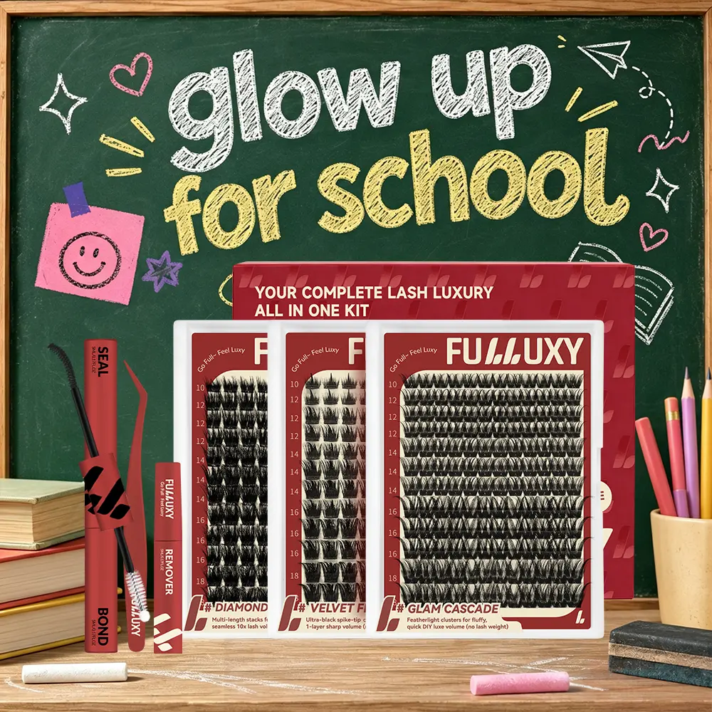 Fulluxy Devil Lash Trio | 3 Dense Volume Styles | Long-Lasting & Easy DIY | Complete Set with Glue Remover & Tweezer for Beginners | One Layer = Bold, Luxe Volume