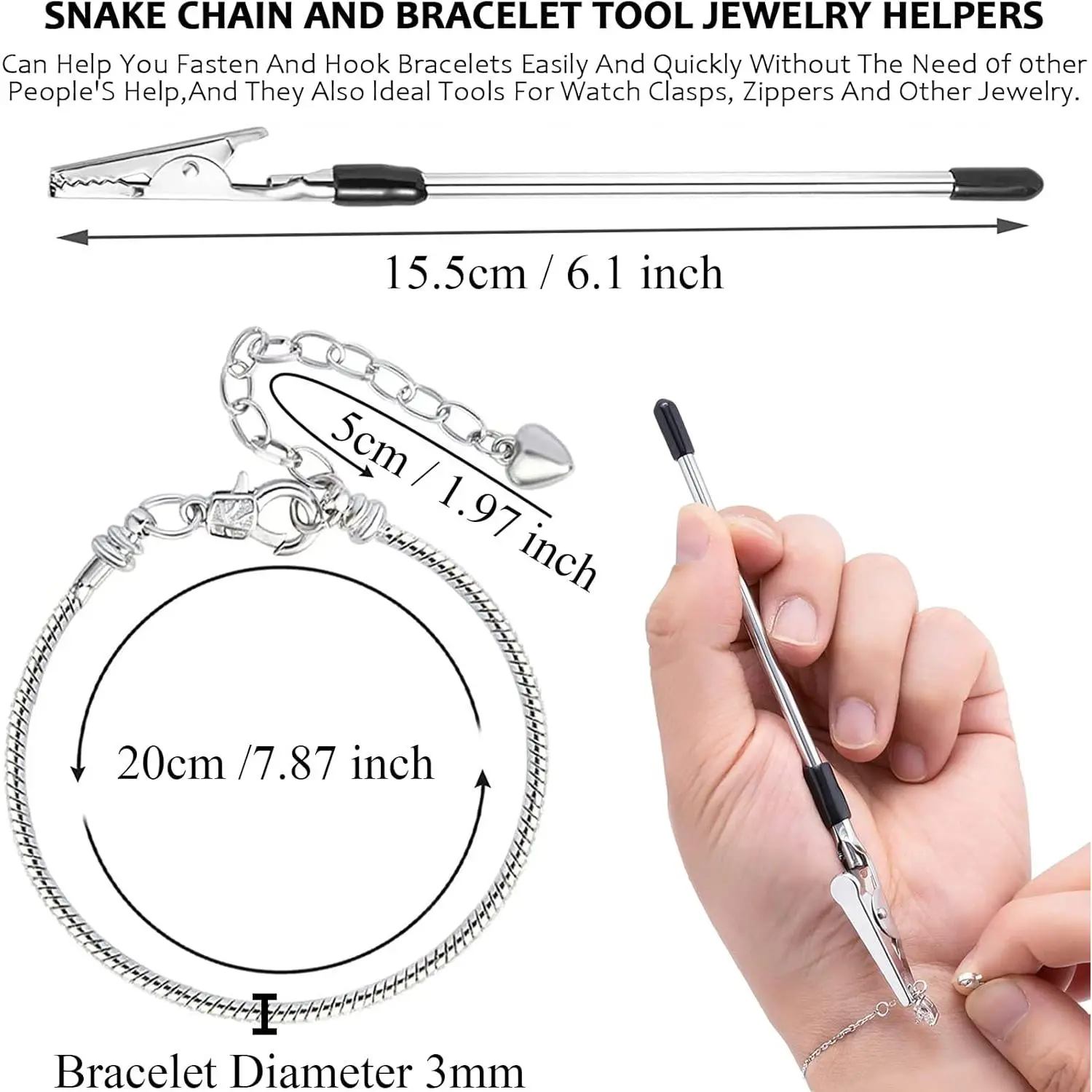 20 Pieces Snake Chain Charm Bracelet with Bracelet Helper Adjustable Snake Charm Bracelet Chains with Heart Lobster Clasp Extender Chain DIY Bracelet Chain for Women Jewelry Making Gifts Supplies 20 Pieces Snake Chain Charm Bracelet with Bracelet Helper Adjustable Snake Charm Bracelet Chains with Heart Lobster Clasp Extender Chain DIY Bracelet Chain for Women Jewelry Making Gifts Supplies