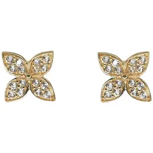 925 Sterling Silver Plated 14k Gold Earrings Hydrangea Shape with Small Diamonds Elegant  Niche Design for Women Jewelry