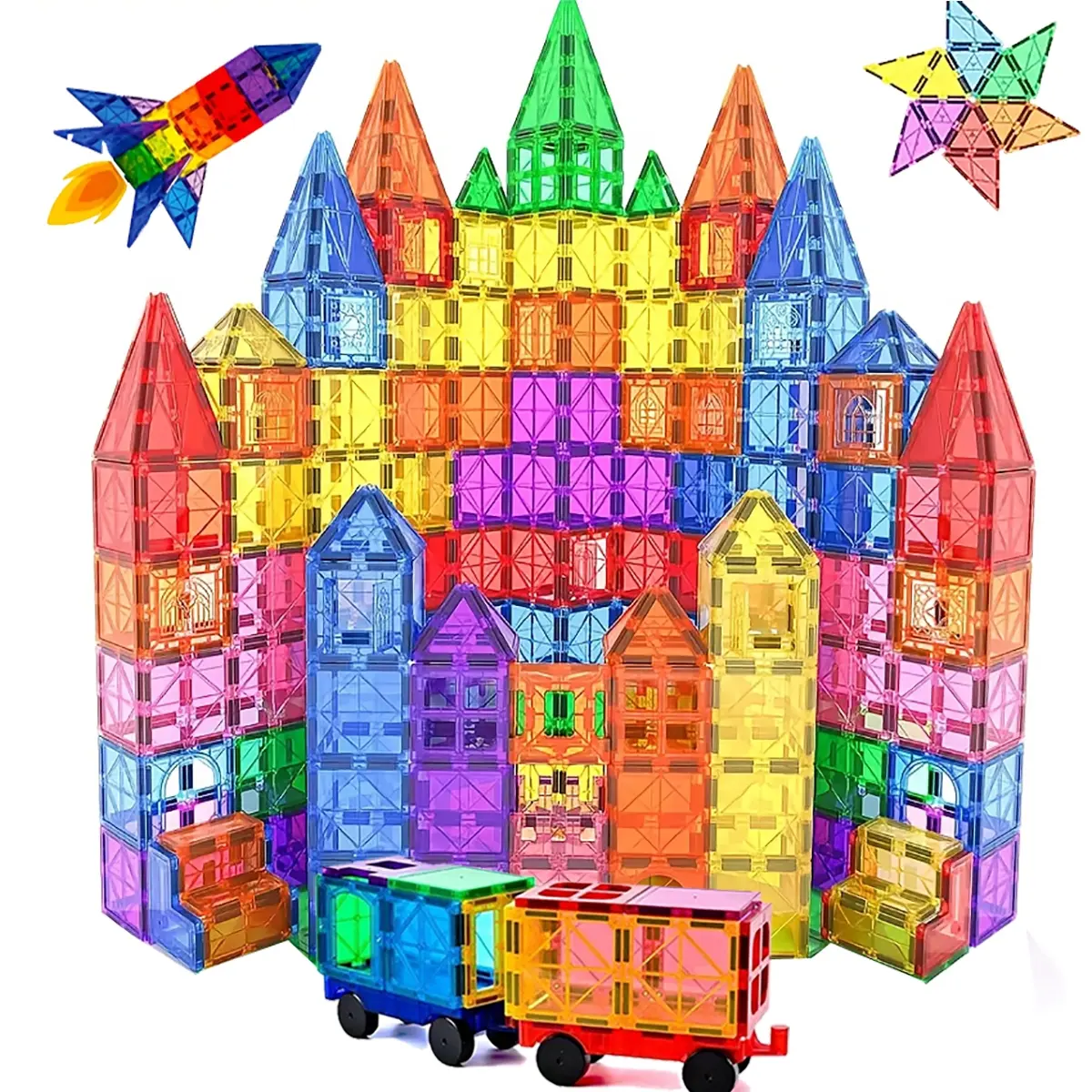 STEM Magnetic Building Blocks Toys for Kids 3+, Magnetic Tiles & Car ...