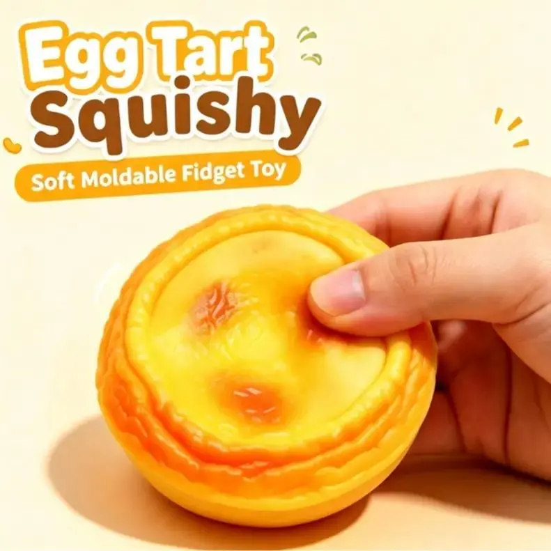 Crispy Sound Egg Tart Phone Case Ornament, Soft Squishy With Inner Building Block Filling, Portable Cute Phone Decor, Ideal Party & Daily Gift