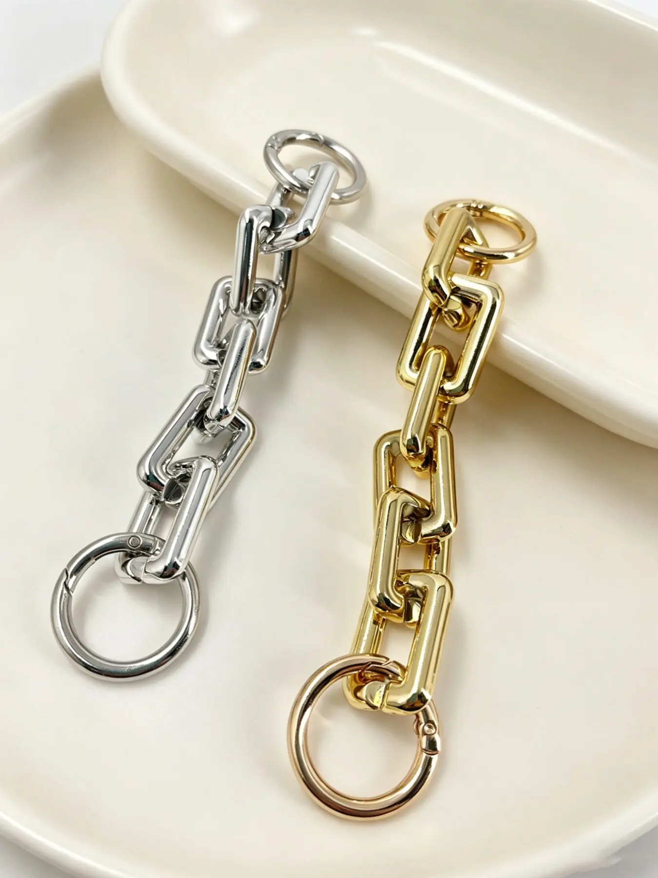 Premium Acrylic Chain Bag Extender, Silver Color Chunky Link Strap, Lightweight Extension for Handbag Crossbody Bag, Purse Extender Chain, Bag Accessories