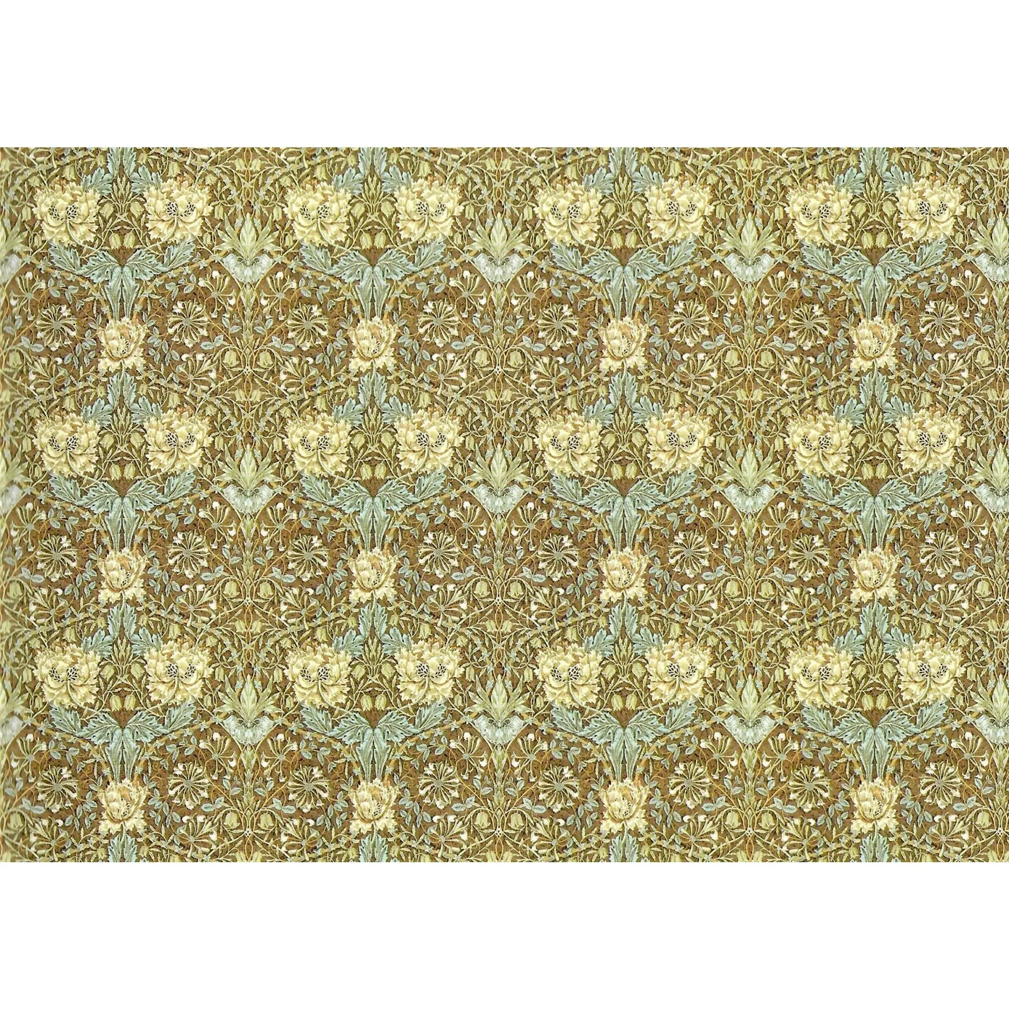 Dollhouse Wallpaper William Morris Art Nouveau Brown Teal Floral 1:12 Scale Itsy Bitsy
