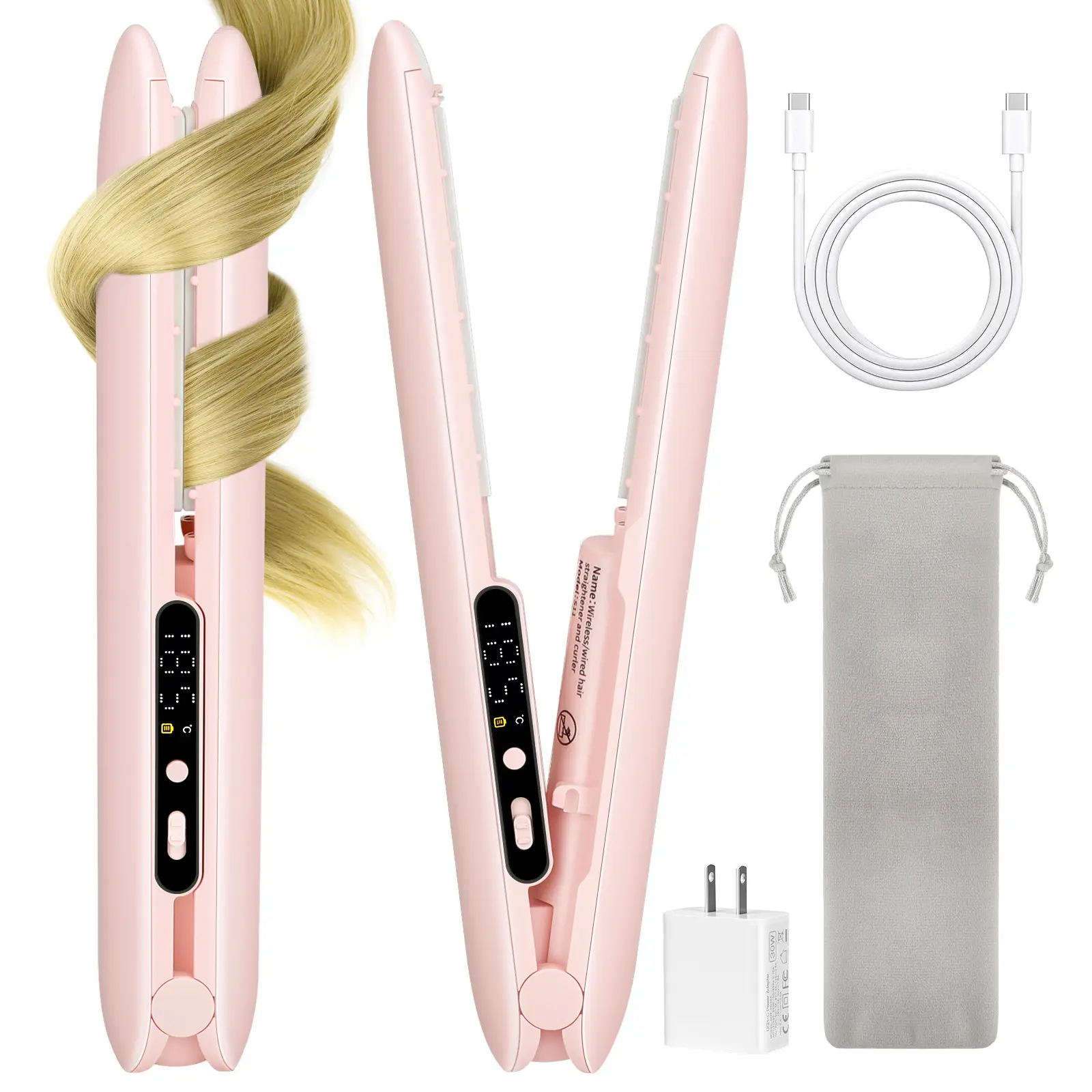 Wireless Rechargeable Hair Straightener for Women – Fast Heating, Adjustable Temperature, Portable & Travel-Friendly Styling Tool for Smooth, Shiny, Frizz-Free Hair Anytime, Anywhere