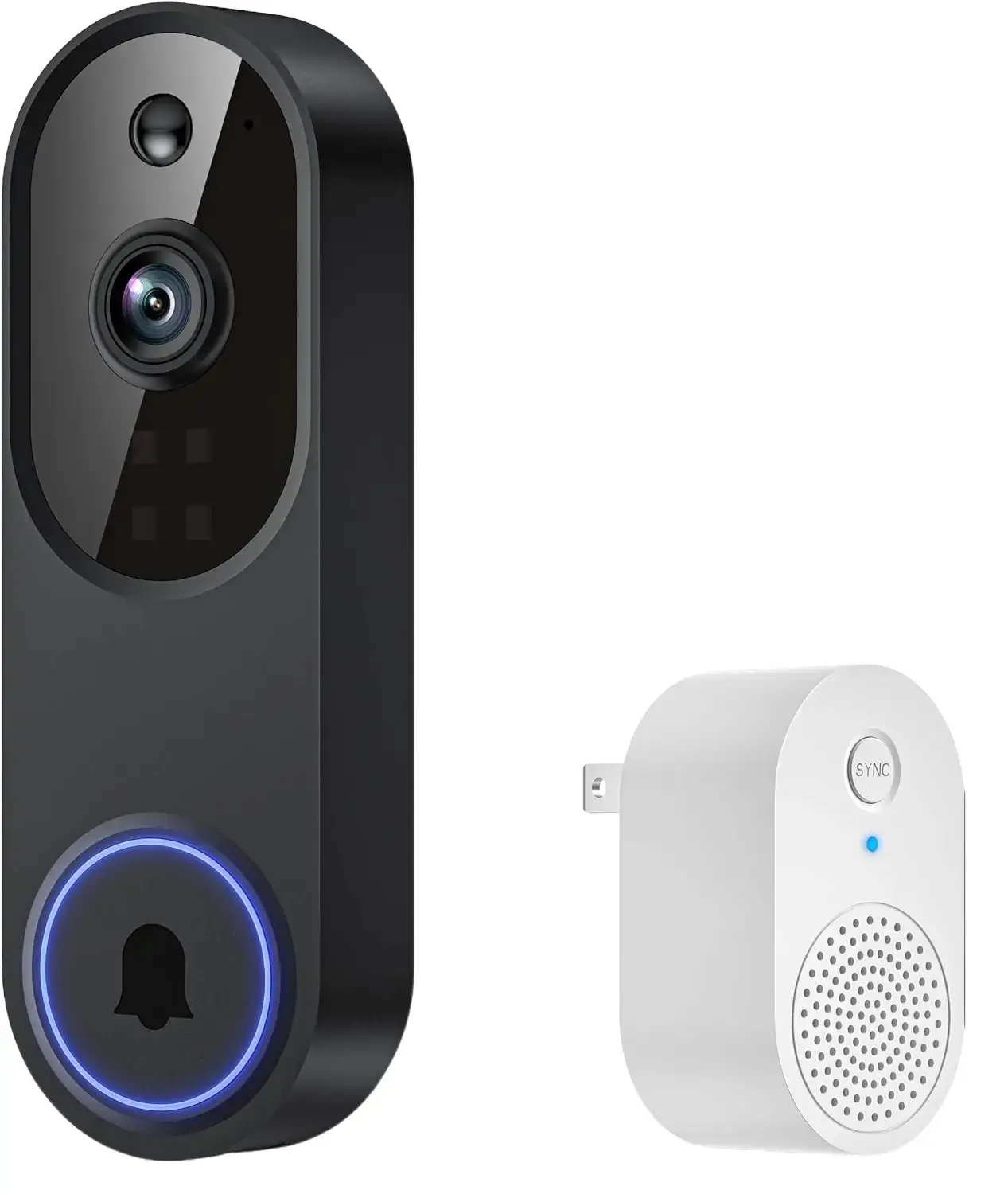 1080p Battery-Powered Smart Wi-Fi Doorbell Camera with Receiver, AI Motion Detection, Night Vision, Cloud Storage, 2-Way Audio, 2.4GHz Wi-Fi Only
