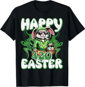 Happy 420 Easter Funny Smoking Easter Bunny Men Women T-Shirt