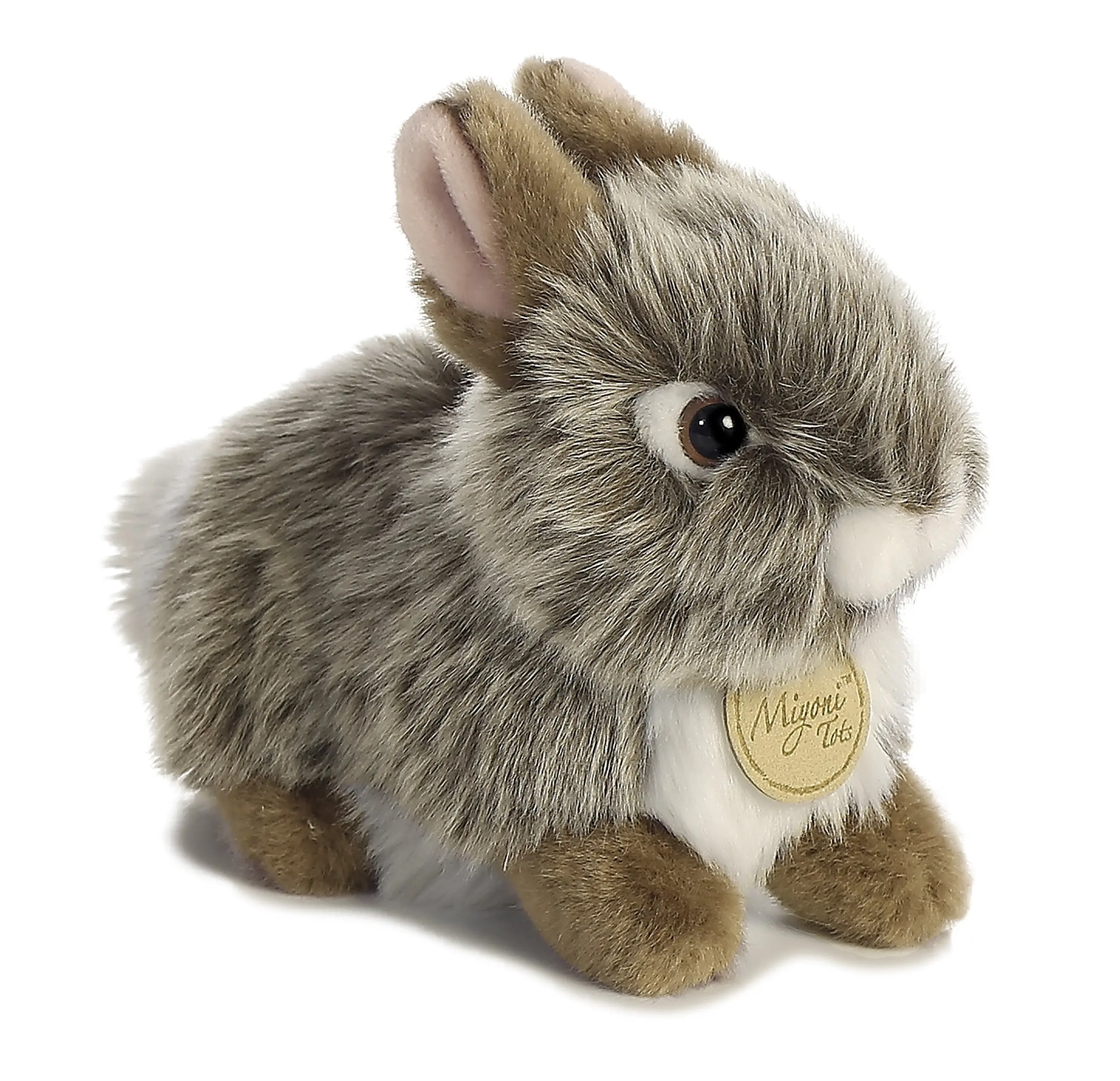 Aurora Miyoni Tots Baby Bunny Stuffed Animal — Lifelike Gray Plush Bunny with Soft Textured Fur — Cherished Companion — 7 Inches