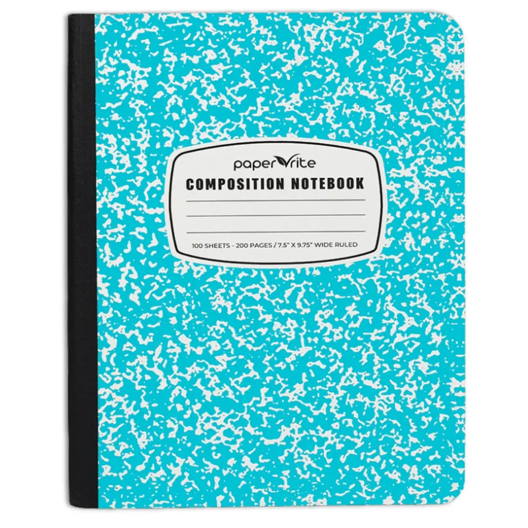 Assorted Marble Composition Notebook Wide Ruled (9.75x7.5 in), 100 Sheets | 200 Pages | For School, Office, Students, Teachers (1, Blue)