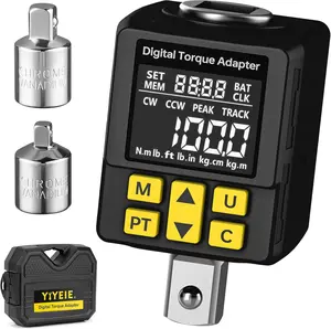 【DealsForYouDays】YIYEIE 1/2" Digital Torque Adapter (5-100 / 7.5-150 / 12.5-250Ft-lb | 6.8-135 / 10-203 / 17-340 N·m), ±1% Accuracy, Color Display Alert, Peak/Track | Preset | Store/Delete, Torque Meter for Auto & Heavy-Duty Use