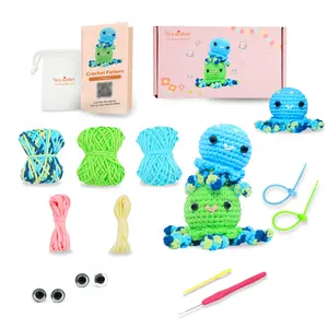 Yes.sister! Octopus Crochet Kit for Beginners – DIY Amigurumi Kit with Soft Cotton Yarn, Video Tutorials & Step-by-Step Guide Handmade Crafts