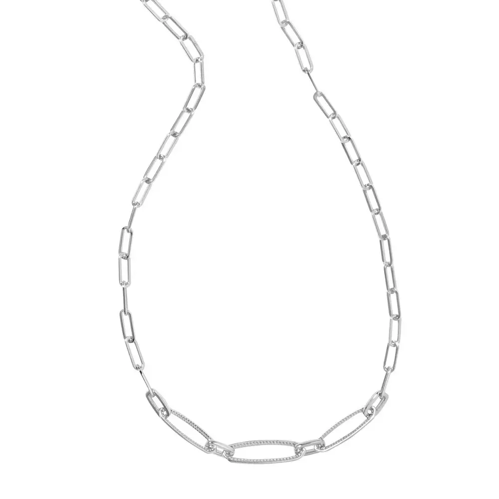 Kendra Scott Etta Rhodium Over Brass Chain Necklace - Silver: Lobster Claw Clasp 21.375" Length Statement Jewelry