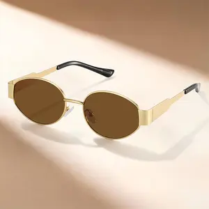 SOLA STREET4 Retro Oval Sunglasses for Women Men Trendy Sun Glasses Classic Shades UV400 Polarized Wrap Around Gold Frame Vintage Design