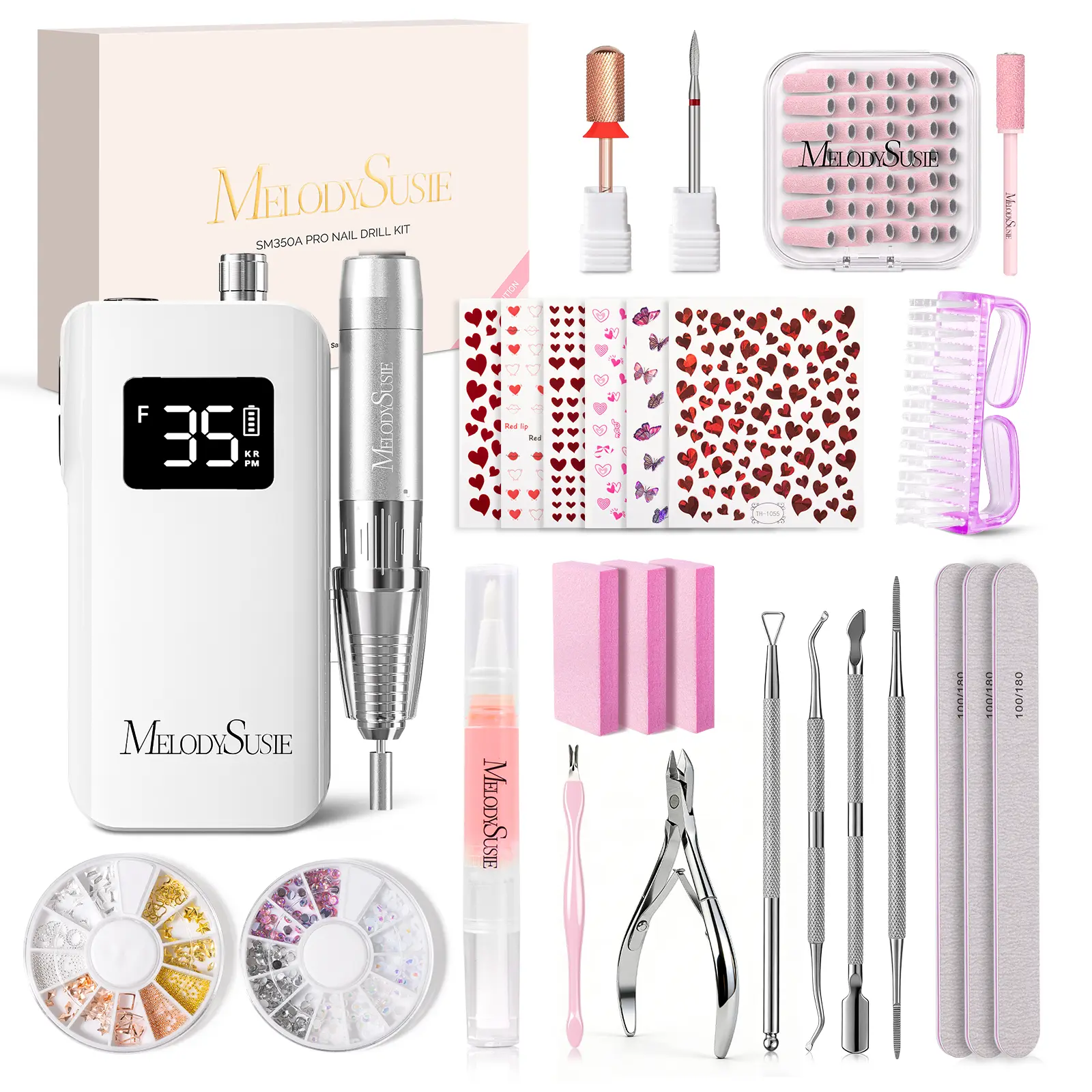 MelodySusie Scamander Plus (SM350A Pro) Clip-On Rechargeable 35,000RPM Nail Drill Gift Box