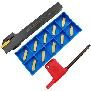 Lathe Grooving Tool Holder Grooving Cut-Off Tool Holder MGEHR1212-2 With 11 count MGMN200-G Indexable Carbide Grooving Inserts