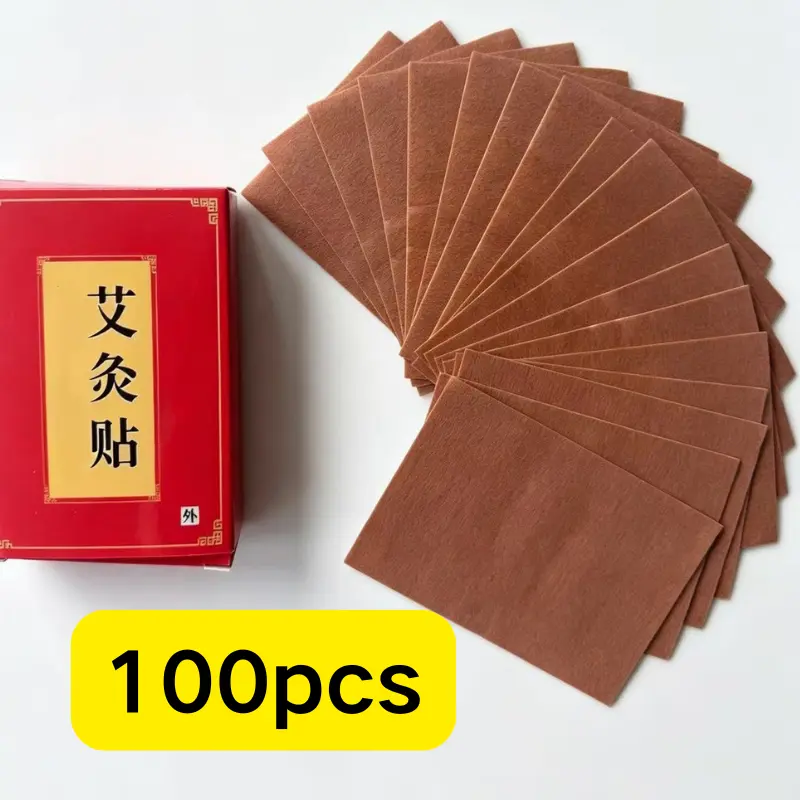 100Pcs Constant Temperature Ginger Hot Compress Patches, Self-Heating Thermal Patches for Neck, Shoulder & Abdomen, Soothe Muscle Soreness and Spasms