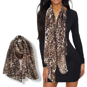 Leopard-Print-Scarf for Womens - Classic-Cheetah-Wrap-Shawl Long Lightweight Sunscreen Scarf(28"*59")
