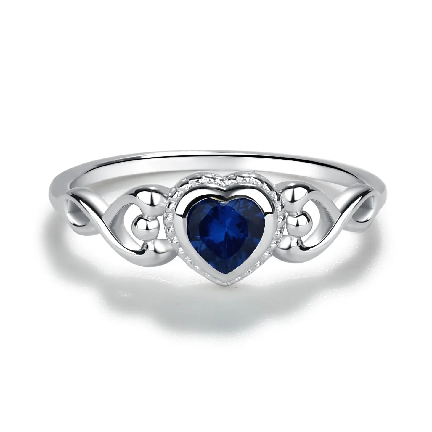 Girls Heart Birthstone Ring in Sterling Silver
