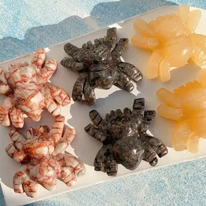 1 count Crystal Spider Carving Reiki Gemstone Home Ornament Halloween Sculpture