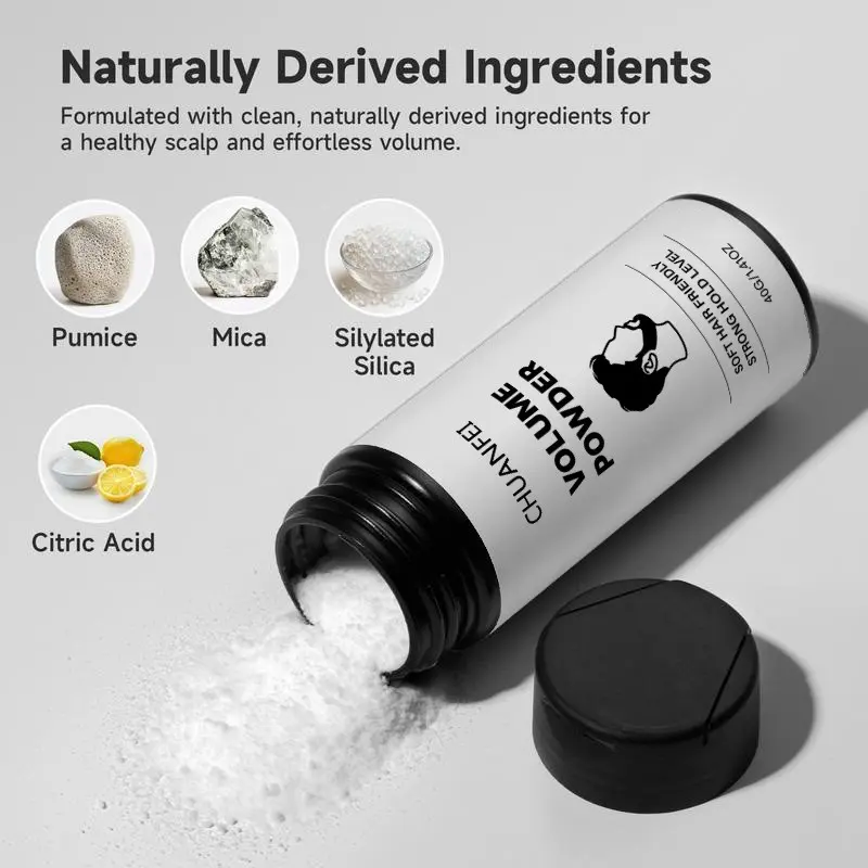 Men's Texture Powder, Natural Messy Texture, Natural Ingredients, Instant Volume & Shine, Strong Hold, Gentle Cleansing, Easy Apply, Professional Hair Styling, Hair Texturizing Powder, Fluffy Texture, Volumizing Styling Powder