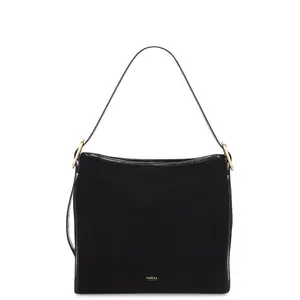 Sancia The Moretto Shoulder Bag in Black Suede