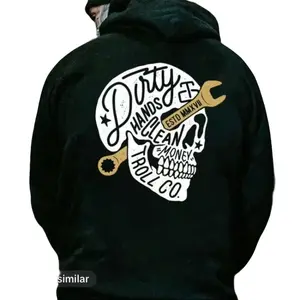 Clothing Dirty Hands Make Clean Money, Trending Mechanic Unisex Shirt, Back Side Printed Workwear Streetwear, Skull Design T-shirt/Hoodie