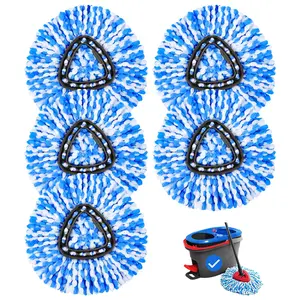 Keepow Mop Heads Replacements Compatible with Spin Mop and Bucket 2 Tank System, Microfiber Mop Head Refills for All Hard Surface Floor, Washable and Reusable