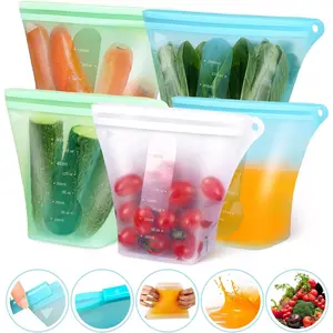 Silicone Storage Bag Reusable Food Fresh Bag Kitchen Refrigerator Fruit Vegetable Meat Refrigerated Storage Bag