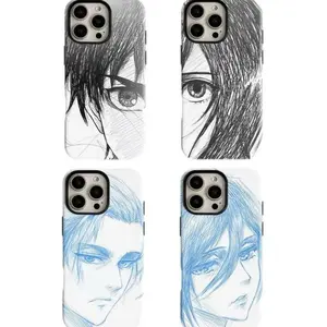 Attack on Titan Anime Eren Mikasa Couple Phone Cases, Compatible with iPhone X, 11, 12, 13, 14, 15, 16, 17 & more
