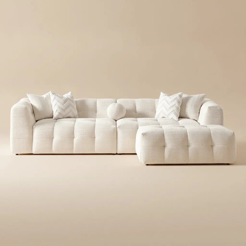 Aris Ivory Chenille Modular Sectional Sofa