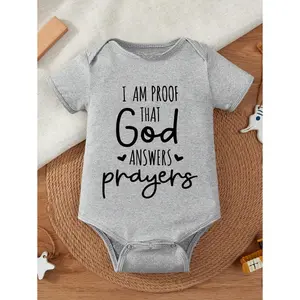 Newborn Baby Boys Slogan Print Short Sleeve Bodysuit