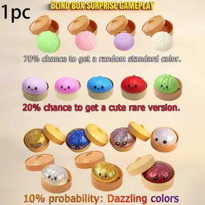 Colorful Smiley Stress Relief Bun Blind Box, Fast Bounce Squishy Bun Toy, Tpr Venting Gadget, Adult Sensory Toy, New Stress Reliever