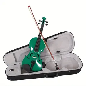 New 4/4 Acoustic Violin Case Bow Rosin Green, Music Instrument, Student Violin, Classic Design, Elegant Instrument, Durable Material, Quality Craftsmanship, Fullsize Violin, Orchestra Players, Violin Beginners